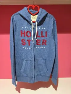 【HOLLISTER】赤ロゴ　ジップパーカー　ブルー　Sのサムネイル