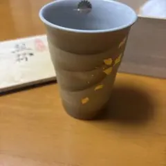 【未使用】九谷焼 生山作 ペア乾杯カップ 金銀彩金箔 木箱入り