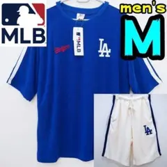【新品】ドジャース　パジャマ　M　メンズ　MLB公式　LA　半袖　青　パイル生地