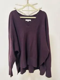 ※値下げ※メルティリブＶネックプルオーバー　グローバルワーク　ブラウン　M