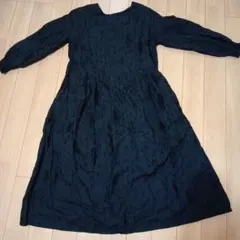 フェリシモミッフィー柄ブラック 長袖 ロングワンピース