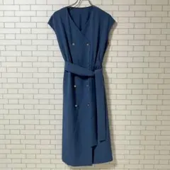 EMMEL REFINES ワンピース M ロング丈 ブルー ノースリーブ
