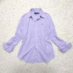 ✩美品✩ ラルフローレン 長袖シャツ ギンガムチェック ボタンダウン 刺繍 紫