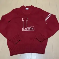 LACOSTE 赤 Vネック ニットセーター
