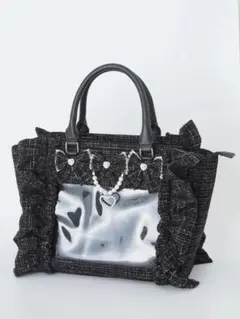アンクルージュ 確定ファンサのおまじないチュールフリルBag 黒 痛バ