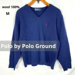 Polo by Polo Ground ニット セーター ウール100% 紺 M