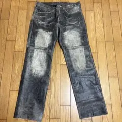 ワイドレッグパンツ ダメージ加工 ブラック