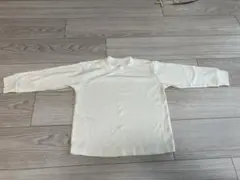 【美品】 起毛スムース編みクルーネック長袖Tシャツホワイト