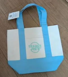 ★新品タグ付★TRADER JOE’Sキャンバスミニトートバッグ　ライトブルー