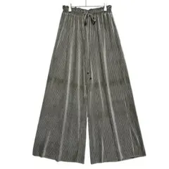 美品【エムズエキサイト】 光沢 太コーデュロイ ベロア ワイドパンツ (F)