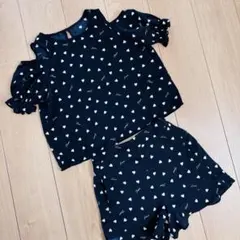 ハート柄オフショルダー　ショートパンツ　セットアップのサムネイル