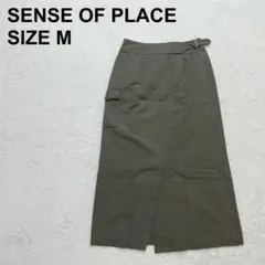 センスオブプレイス　アウトポケットナロースカート　スリット　ミリタリー（223）