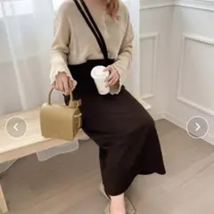 apresjuor clair ストラップ付きナロースカート ダークブラウンのサムネイル