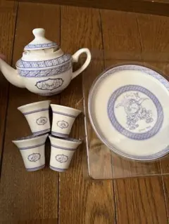 ディズニー アジアンハート　ミッキー&ミニー　ティーセット　中国茶器　聞茶