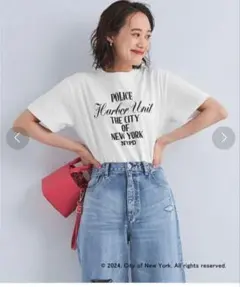 別注　NYPD Harbor Unit ロゴプリント Tシャツ ホワイト