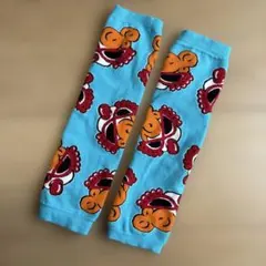 【美品】ベビーレッグウォーマー 水色 キャラクター柄