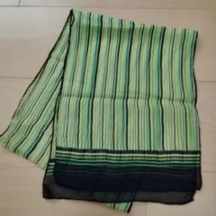 ストール 緑 ネイビー ストライプ シルク