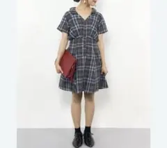 【ダズリン/dazzlin】ハイウエストチェックシャツワンピースM スキッパーのサムネイル
