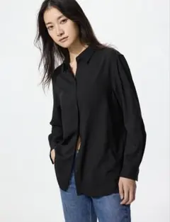 UNIQLO レーヨンブラウス ブラック 長袖