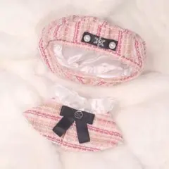 新品10cm着せ替えアンサンブル帽子＆ワンピース2点ぬい服みどり
