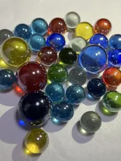 透明グリーンに白オレンジ ビー玉 マーブル ビンテージ コレクション 