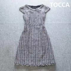 極美品✨TOCCAマルチツイードワンピース カラフル ピンク 大きいサイズ