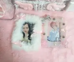 トレカケースデコ ふわふわ リボン ホイップデコ ピンク