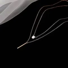 【人気商品入荷】ネックレス　ゴールド　二重　シンプル　韓国　レディース