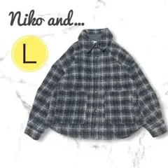 Niko and… 起毛 チェック ジャケット グレー系 L アウター／479