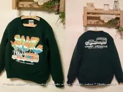 7531◆新品【110cm】グリーン★キャンプ★車トレーナー◆裏起毛