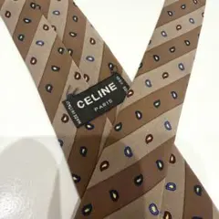 セリーヌ CELINE ネクタイ ブラウン ストライプ シルク