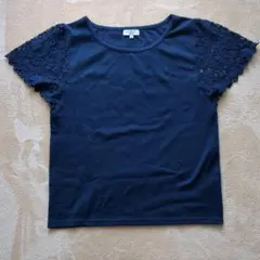 earth music&ecology ネイビー レース袖 Tシャツ Mサイズ