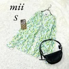 《mii/ミー》長袖/シャツ/ブラウス/花柄/総柄/薄手/コットン/白/緑系/S