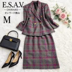 E.S.A.V. オンワード樫山 ツイード セットアップ 金ボタン バブリー