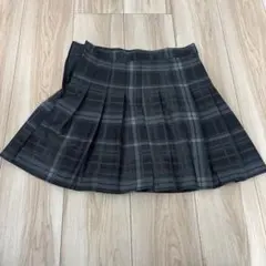 【美品】黒とグレーのチェック柄プリーツスカートL