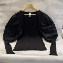 ZARA 黒 バルーンスリーブ 長袖トップス Lサイズ