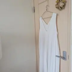 SamansaMos2 ホワイト前後着ジャンバースカート