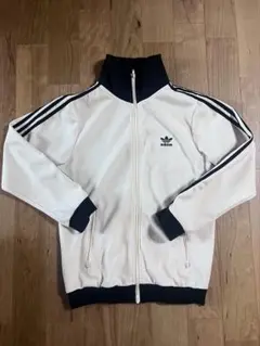 adidas トラックジャケット ハーフジップ アイボリー ワッフル