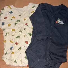 恐竜柄ロンパース2枚セット 長袖ロンパース80