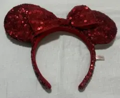 ディズニー ミニー 赤 スパンコール カチューシャ