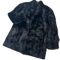 毛艶◎ 高級ミンク SAGAMINK 本毛皮 貂 COAT black 着丈80