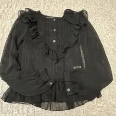 【美品】BANANA CHIPS 黒 フリルブラウス140㎝