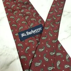 BURBERRY バーバリー ネクタイ ペイズリー レッド 総柄 シルク