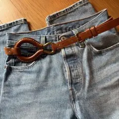 ラルフローレン　レザー ベルト ブラウン バックル付き