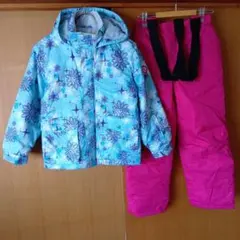 美品　スノーウェア　スキースノボ子供140セパレート上下セット　キッズサロペット