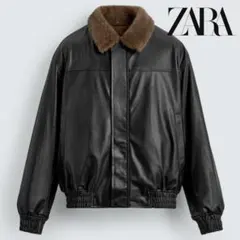 ZARA リバーシブル フェイクレザージャケット　ブラック