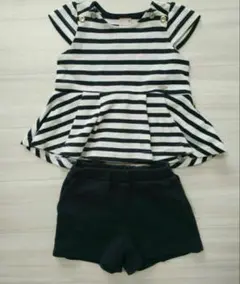プティマイン☆半袖ボーダートップス&パンツ　セットアップ　90サイズ