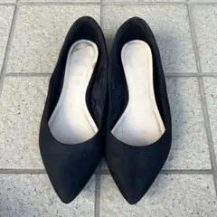 〇　GU マシュマロポインテッドフラットシューズ 313519 M BLACK