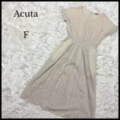 【Acuta】アクータ 半袖ロングワンピース フリーサイズ ベージュ 綿100%