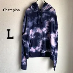 Champion タイダイ柄パーカー 【L】ネイビー/ピンク